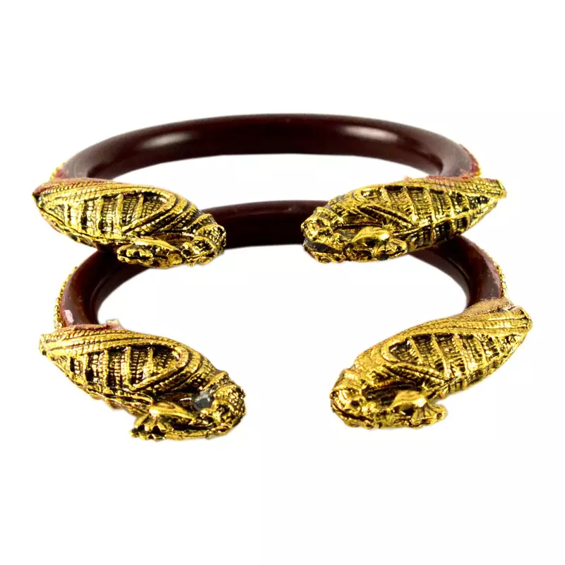 Extra Large Size Brass And Acrylic Bangle Color Maroon