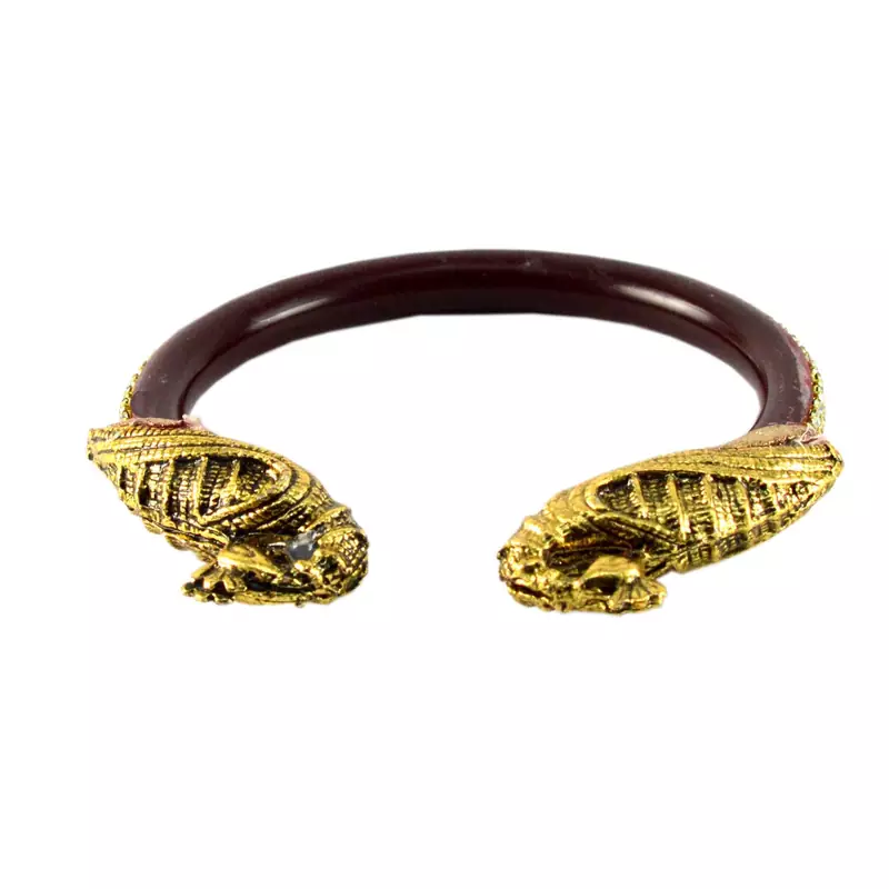 Extra Large Size Brass And Acrylic Bangle Color Maroon