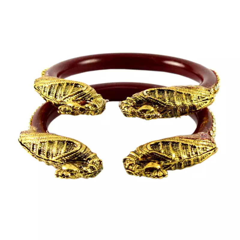 Extra Large Size Brass And Acrylic Bangle Color Maroon