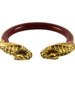 Extra Large Size Brass And Acrylic Bangle Color Maroon