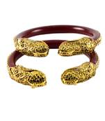 Extra Large Size Brass And Acrylic Bangle Color Maroon