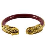 Extra Large Size Brass And Acrylic Bangle Color Maroon