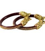 Extra Large Size Brass And Acrylic Bangle Color Maroon
