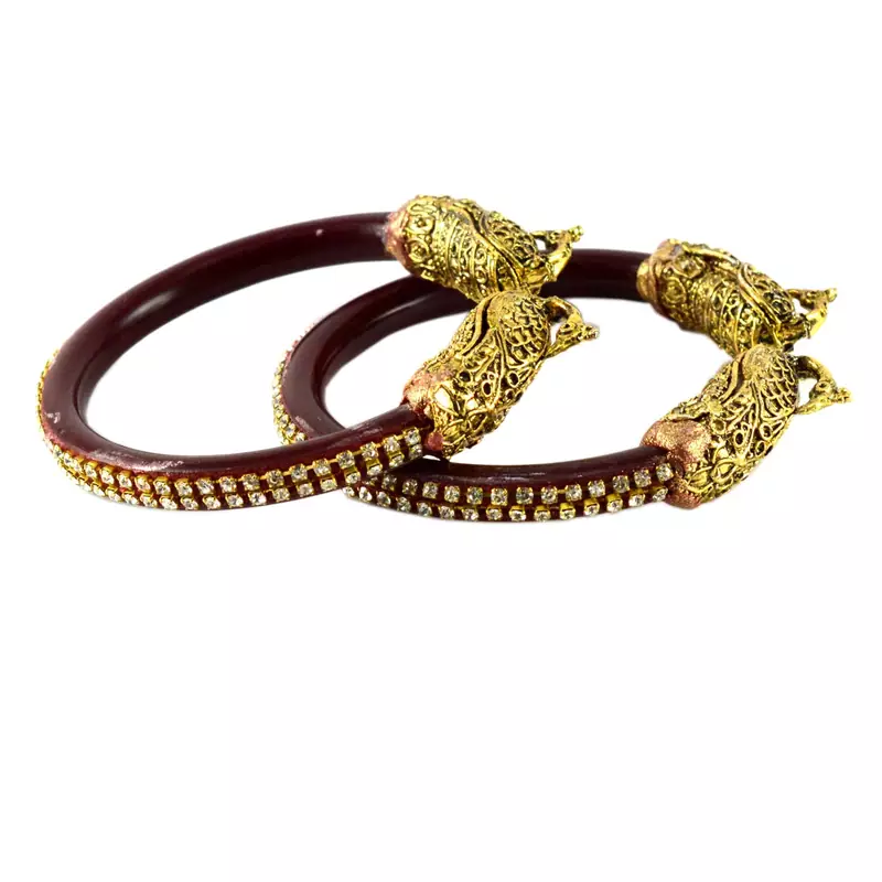 Extra Large Size Brass And Acrylic Bangle Color Maroon