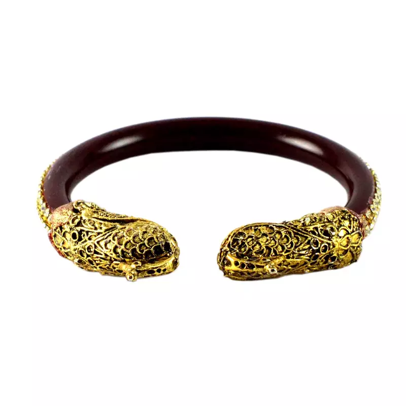 Extra Large Size Brass And Acrylic Bangle Color Maroon
