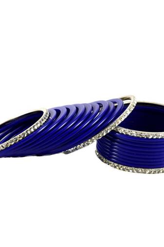 Extra Large Size Brass And Acrylic Bangle Color Blue