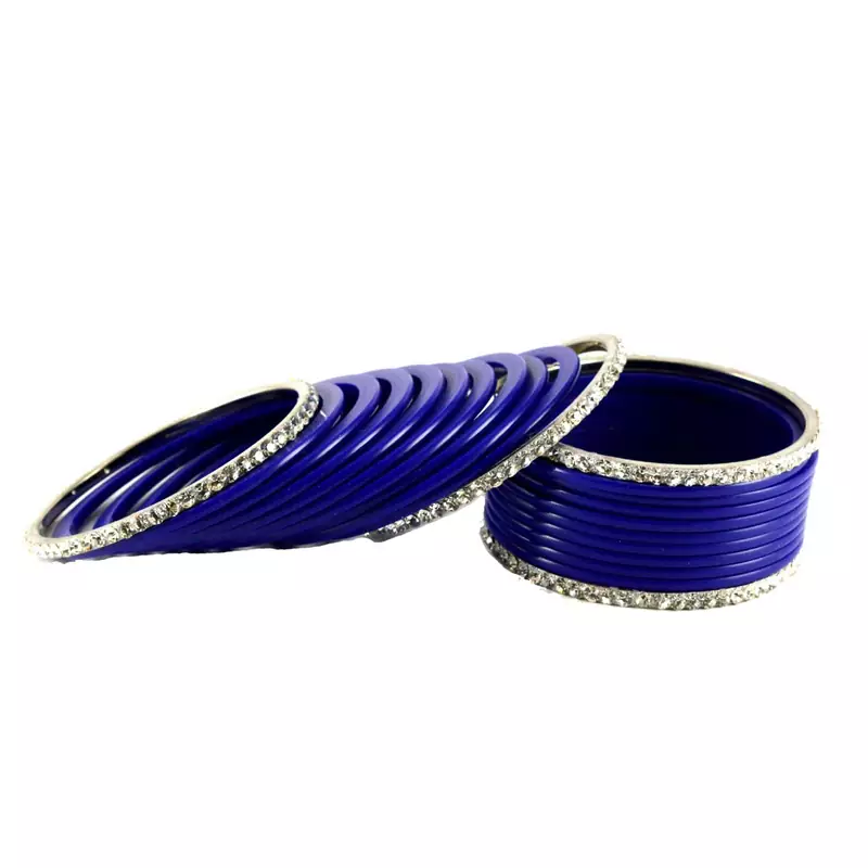 Extra Large Size Brass And Acrylic Bangle Color Blue