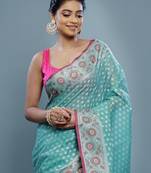 Blue Cotton Saree With Blouse Piece
