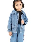 BuddingBees Blue Denim girls Jacket with Pocket Embroidery
