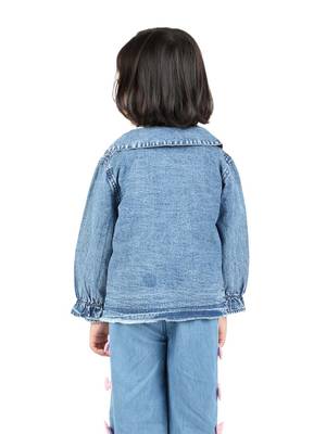 BuddingBees Blue Denim girls Jacket with Pocket Embroidery 5