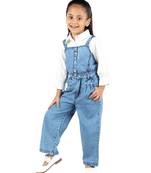 BuddingBees Blue Denim Stylish Jumpsuit Set for Girls