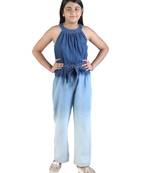 Budding Bees Girls Denim Jumpsuit with Ombre Effect