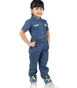BuddingBees Blue Denim 2-Piece Girls Set with Flower Felt Accents