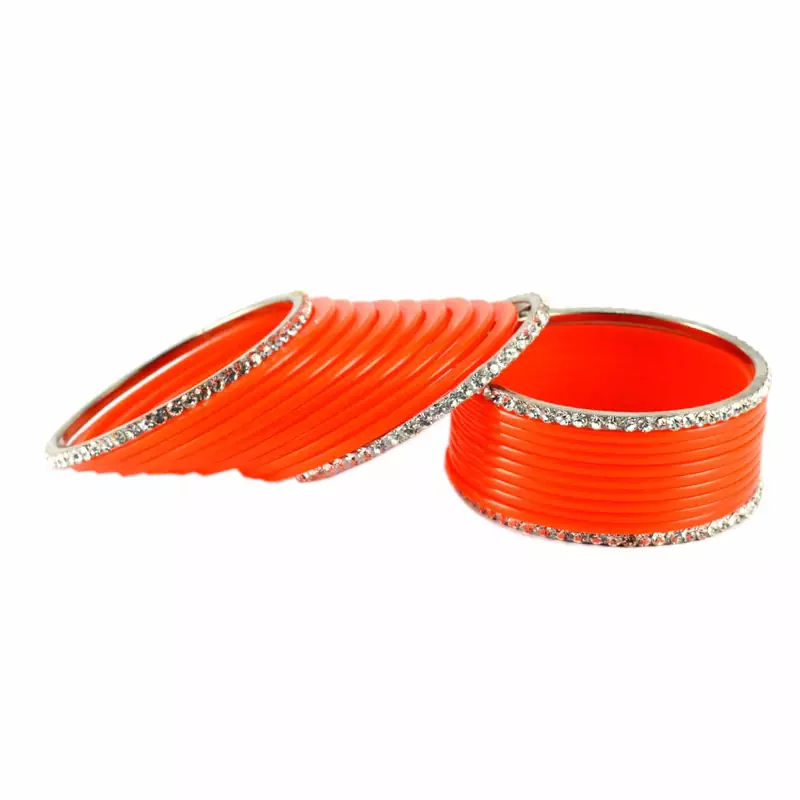 Extra Large Size Brass And Acrylic Bangle Color Orange