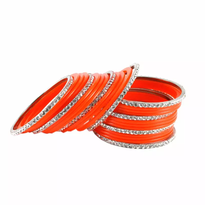 Extra Large Size Brass And Acrylic Bangle Color Orange