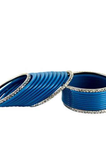 Extra Large Size Brass And Acrylic Bangle Color Blue