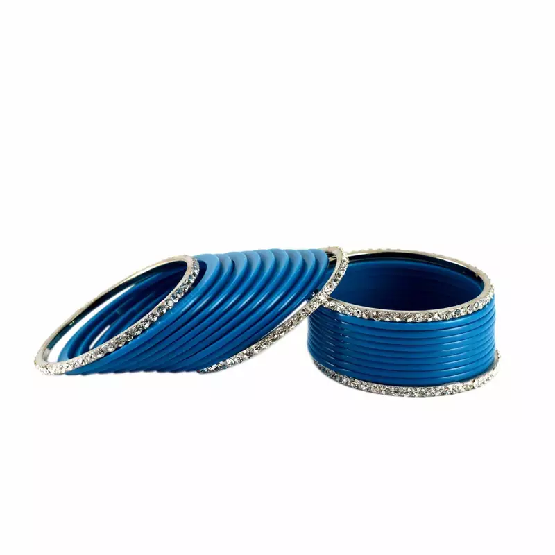 Extra Large Size Brass And Acrylic Bangle Color Blue