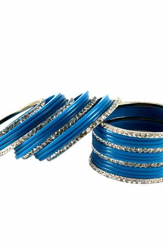 Extra Large Size Brass And Acrylic Bangle Color Blue