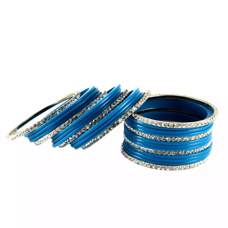 Extra Large Size Brass And Acrylic Bangle Color Blue