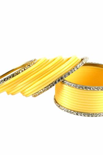 Extra Large Size Brass And Acrylic Bangle Color Yellow