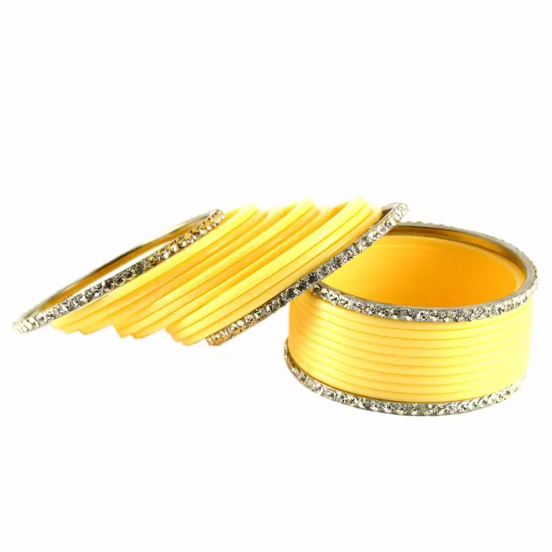 Extra Large Size Brass And Acrylic Bangle Color Yellow