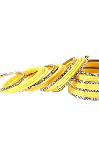 Extra Large Size Brass And Acrylic Bangle Color Yellow