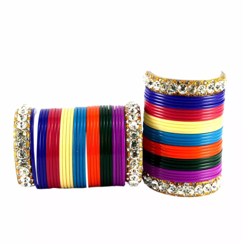 Extra Large Size Brass And Acrylic Bangle Color Multicolor