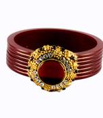 Extra Large Size Brass And Acrylic Bangle Color Maroon