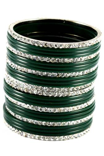 Extra Large Size Brass And Acrylic Bangle Color Dark Green
