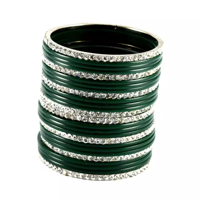 Extra Large Size Brass And Acrylic Bangle Color Dark Green