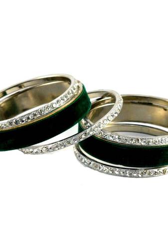 Extra Large Size Brass And Acrylic Bangle Color Dark Green