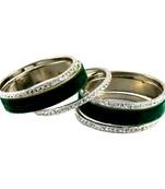 Extra Large Size Brass And Acrylic Bangle Color Dark Green