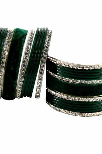 Extra Large Size Brass And Acrylic Bangle Color Dark Green