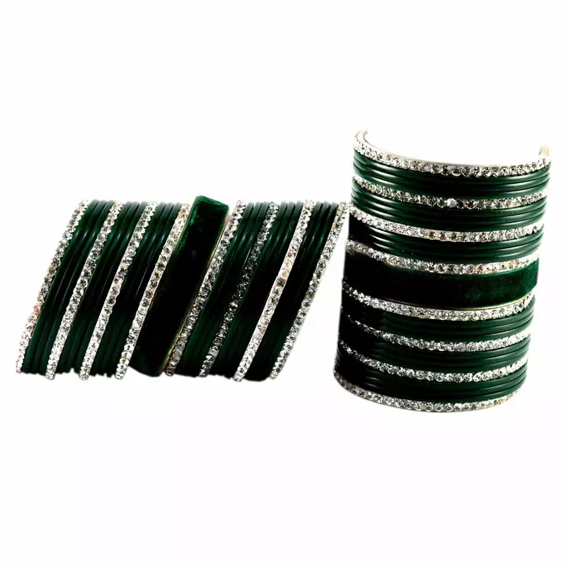 Extra Large Size Brass And Acrylic Bangle Color Dark Green