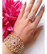 Pink Petal Flower Bracelet and Ring Set