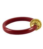 Extra Large Size Brass And Acrylic Bangle Color Red