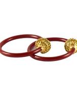 Extra Large Size Brass And Acrylic Bangle Color Red