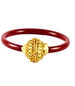 Extra Large Size Brass And Acrylic Bangle Color Red
