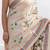 Cream Kantha Stitch Pure Silk Saree With Blouse Piece