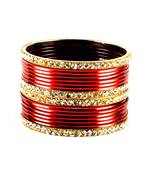 Extra Large Size Brass And Acrylic Bangle Color Red