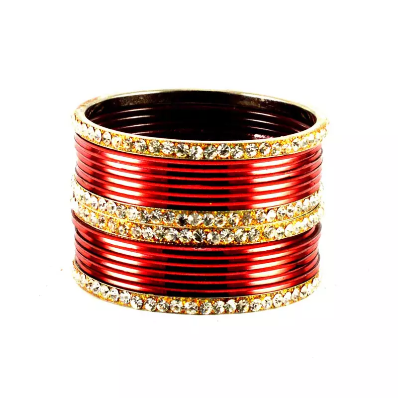 Extra Large Size Brass And Acrylic Bangle Color Red