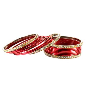 Extra Large Size Brass And Metal Bangle Color Red 1