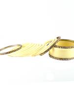 Extra Large Size Brass And Acrylic Bangle Color Cream