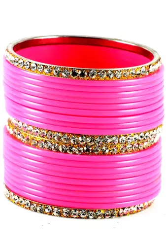 Extra Large Size Brass And Acrylic Bangle Color Pink