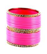 Extra Large Size Brass And Acrylic Bangle Color Pink