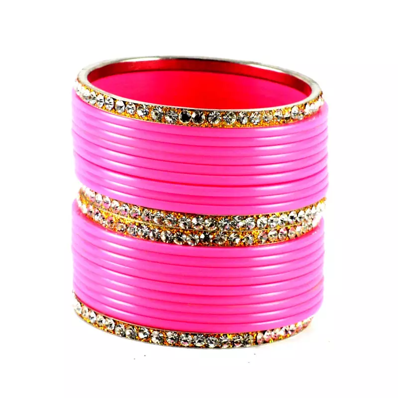 Extra Large Size Brass And Acrylic Bangle Color Pink