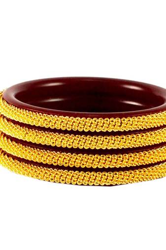 Extra Large Size Brass And Acrylic Bangle Color Maroon