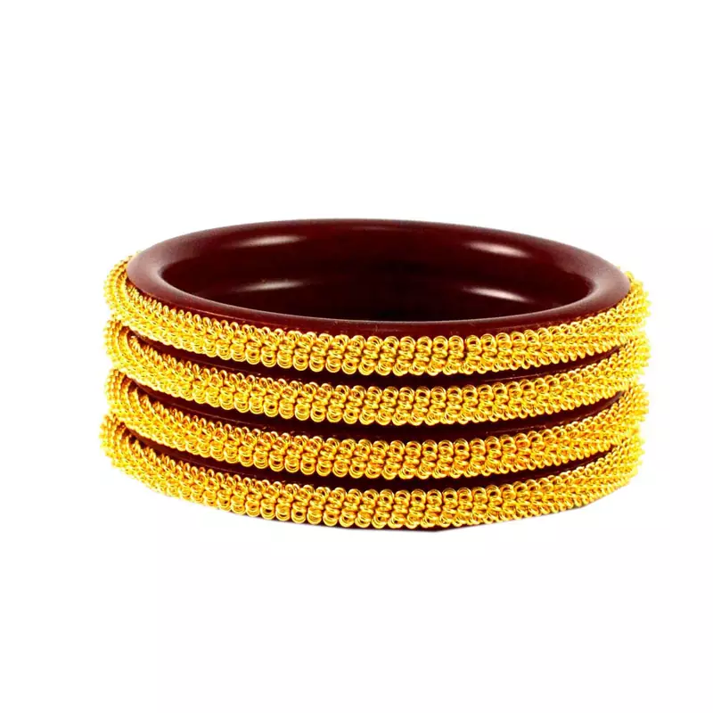 Extra Large Size Brass And Acrylic Bangle Color Maroon