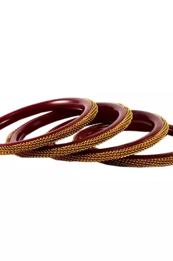 Extra Large Size Brass And Acrylic Bangle Color Maroon