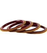 Extra Large Size Brass And Acrylic Bangle Color Maroon